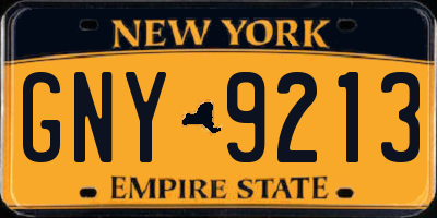 NY license plate GNY9213
