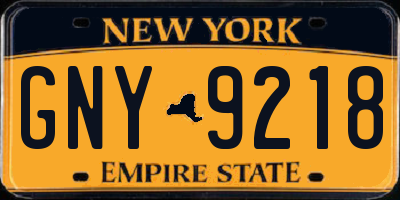 NY license plate GNY9218