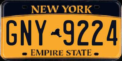 NY license plate GNY9224