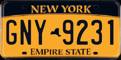 NY license plate GNY9231