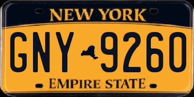 NY license plate GNY9260