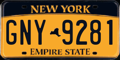 NY license plate GNY9281