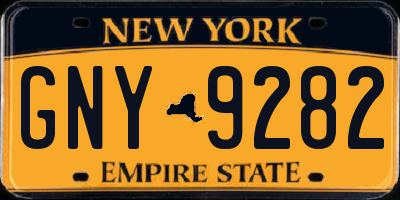 NY license plate GNY9282