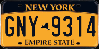 NY license plate GNY9314