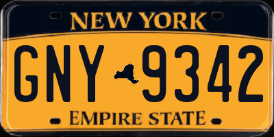 NY license plate GNY9342