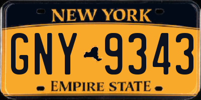 NY license plate GNY9343