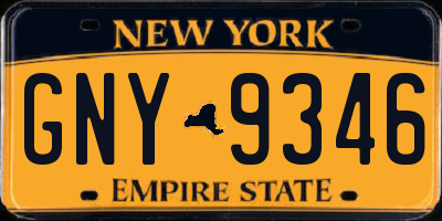 NY license plate GNY9346
