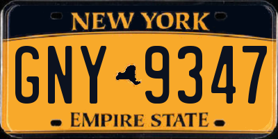 NY license plate GNY9347