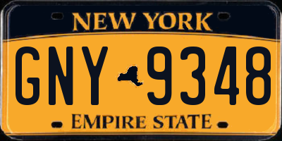 NY license plate GNY9348