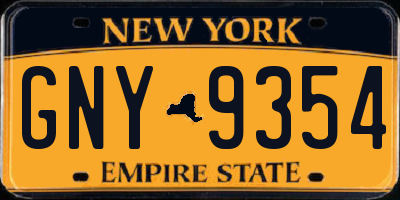 NY license plate GNY9354