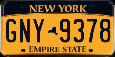 NY license plate GNY9378