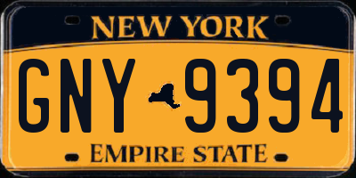 NY license plate GNY9394