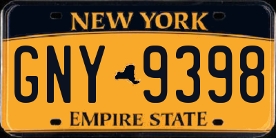 NY license plate GNY9398