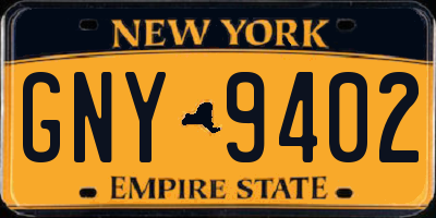 NY license plate GNY9402