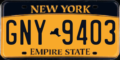 NY license plate GNY9403