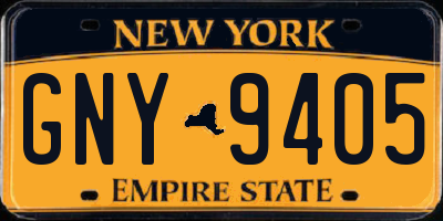 NY license plate GNY9405