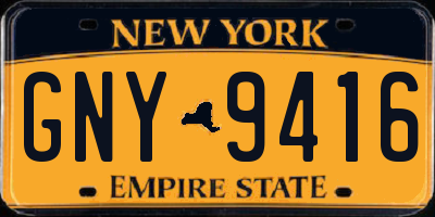NY license plate GNY9416