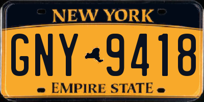NY license plate GNY9418