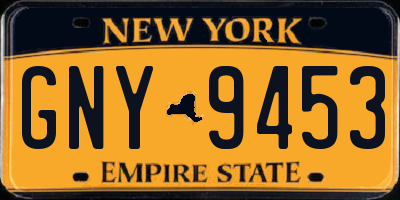 NY license plate GNY9453