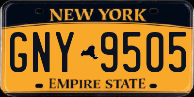NY license plate GNY9505