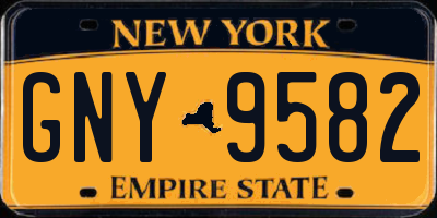 NY license plate GNY9582