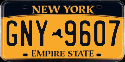 NY license plate GNY9607