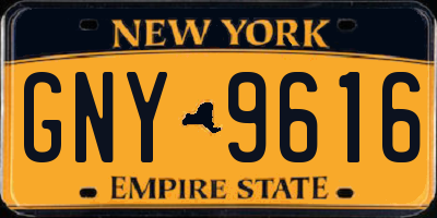 NY license plate GNY9616