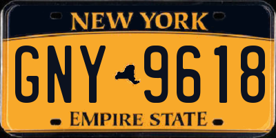 NY license plate GNY9618