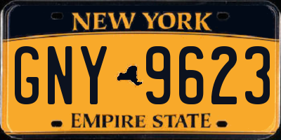 NY license plate GNY9623
