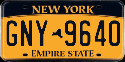 NY license plate GNY9640