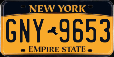 NY license plate GNY9653