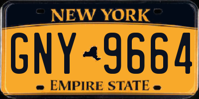 NY license plate GNY9664