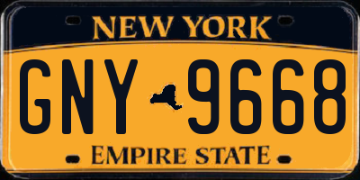 NY license plate GNY9668