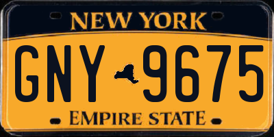 NY license plate GNY9675