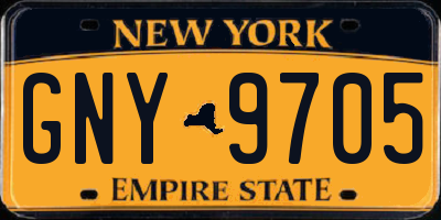 NY license plate GNY9705