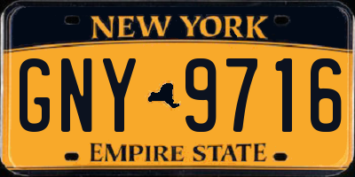 NY license plate GNY9716