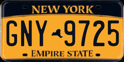 NY license plate GNY9725