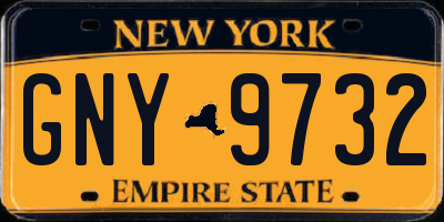 NY license plate GNY9732