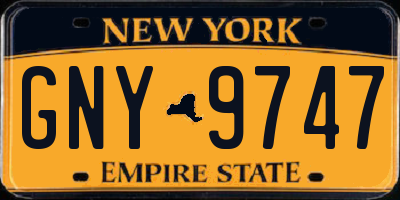 NY license plate GNY9747