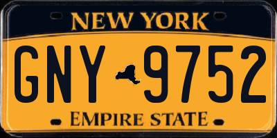 NY license plate GNY9752