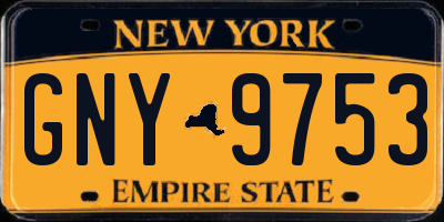 NY license plate GNY9753