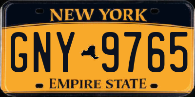 NY license plate GNY9765
