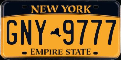 NY license plate GNY9777