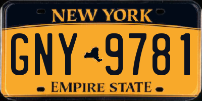 NY license plate GNY9781
