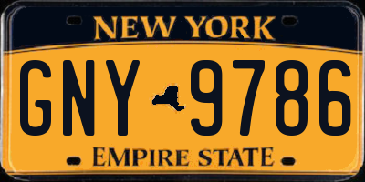 NY license plate GNY9786