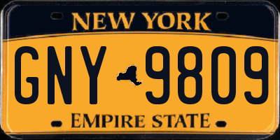 NY license plate GNY9809