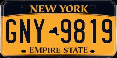 NY license plate GNY9819