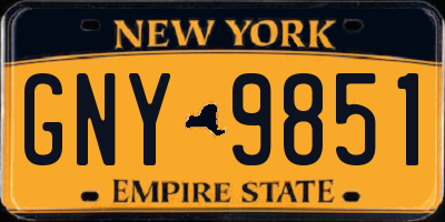 NY license plate GNY9851