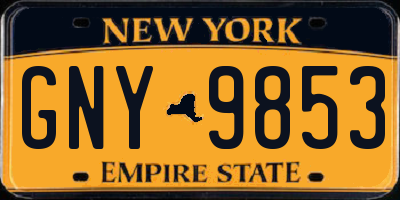 NY license plate GNY9853