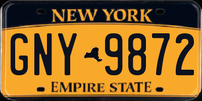NY license plate GNY9872
